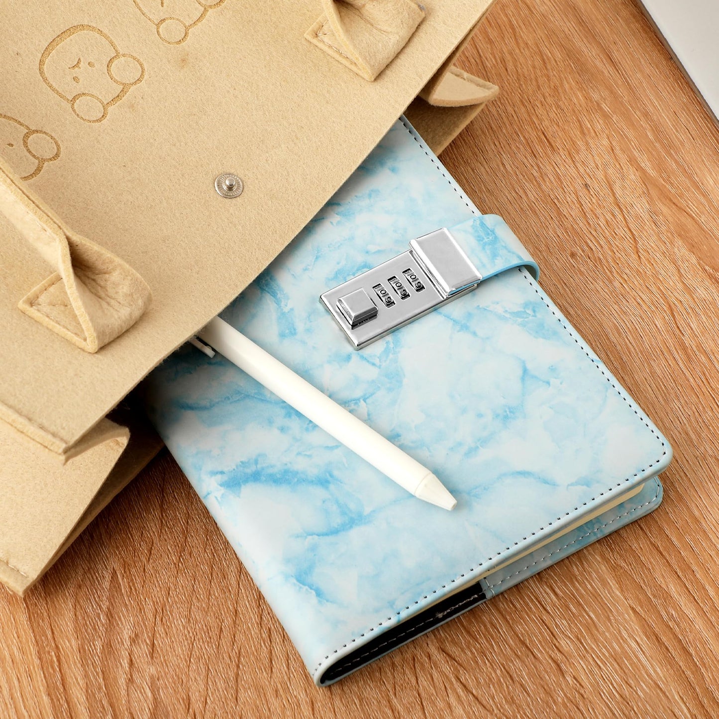 CAGIE Marble Diary with Lock – A5 Waterproof Locked Journal for Girls & Women, 192 Pages, Pen Included