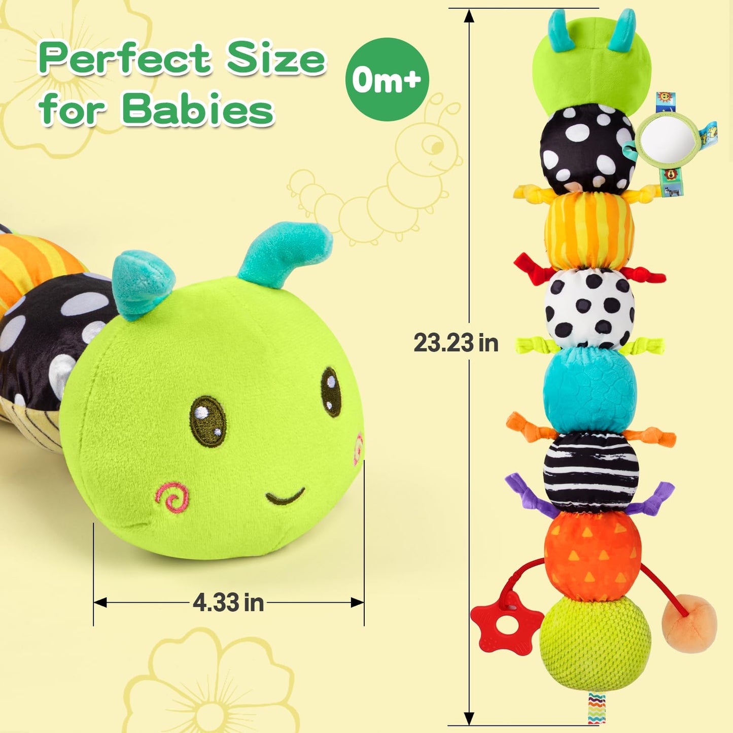 CAHILON Baby Sensory Toys 0-18 Months | 5-in-1 Musical Plush Caterpillar