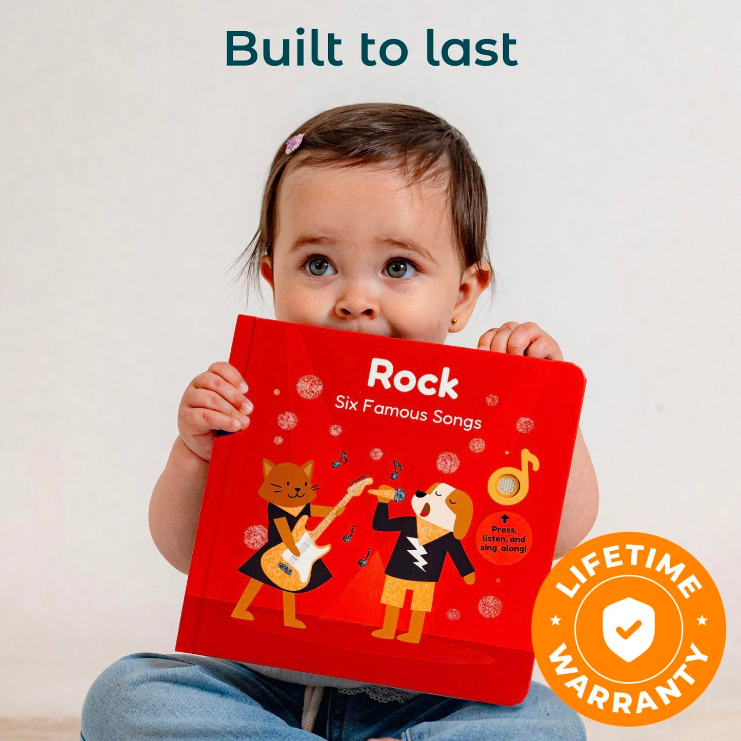 Cali's Books Rock Music Book for Toddlers 1-3 – Singing Button Sound Board, USB-C Rechargeable