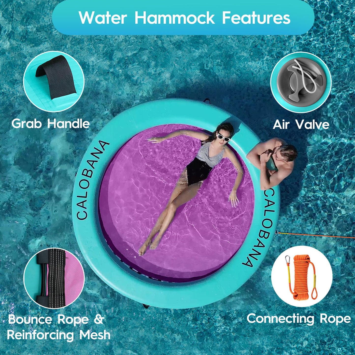 CALOBANA 8' x 8' Water Hammock — Floating Island & Pool Lounge
