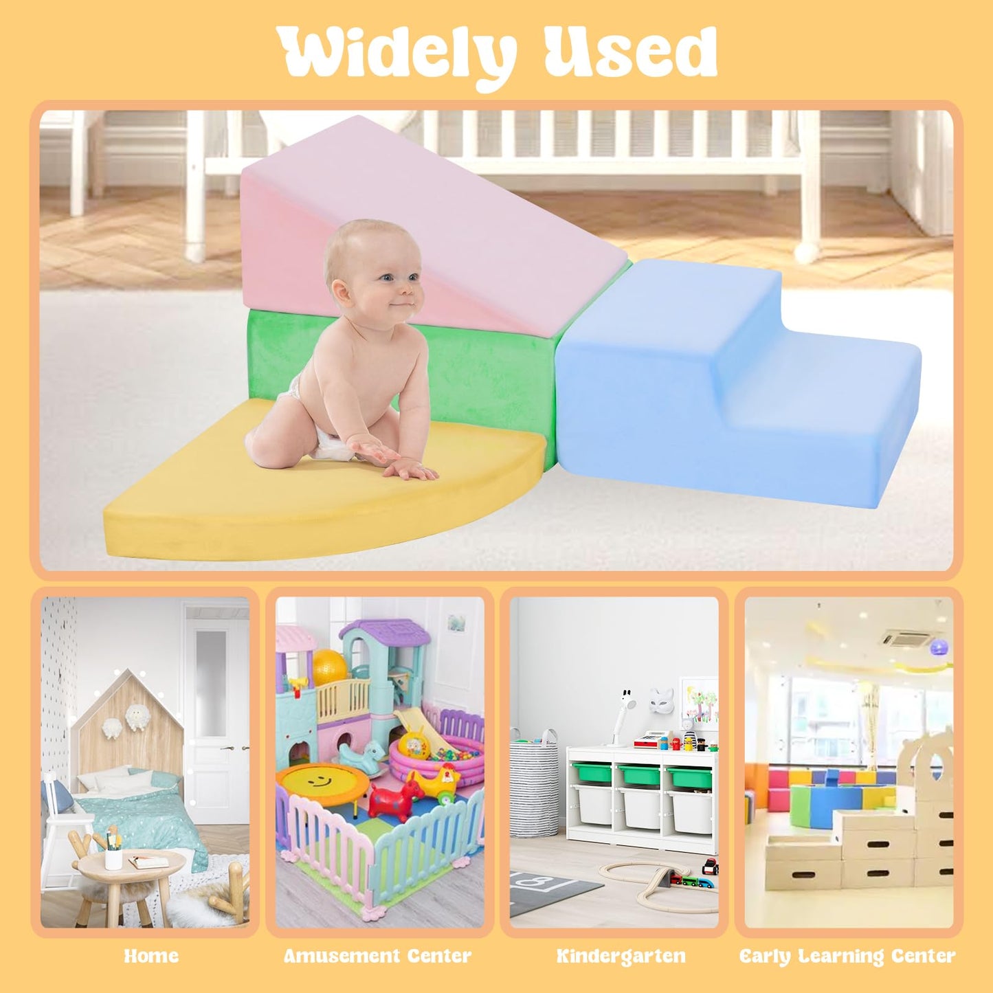 CAMELUS Climbing Blocks for Toddlers – 4-Piece Foam Soft Play Set for Indoor Climbing and Crawling