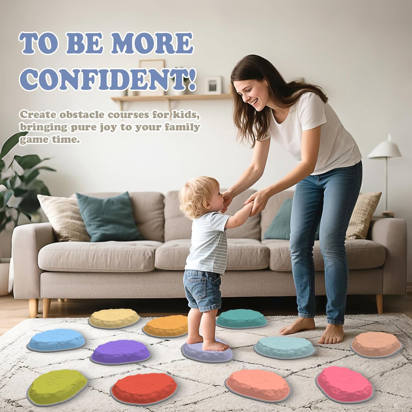 Camelus 12-Piece Stepping Stones for Kids | Balance & Imaginative Play Indoors & Outdoors