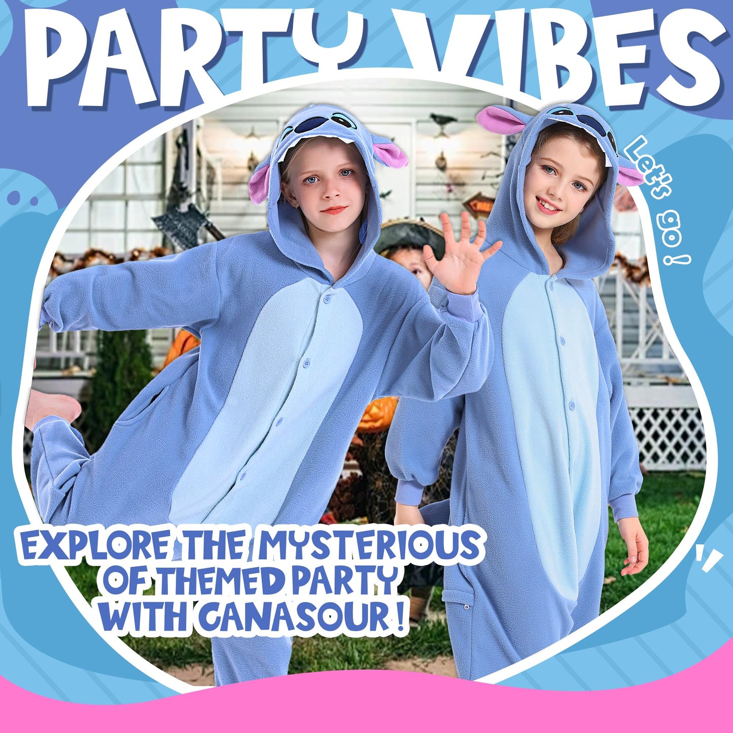 CANASOUR Kids Blue Animal Onesie Costume – 5T Anime Cosplay Pajamas