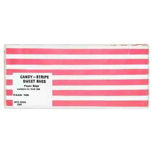 Candy Pink Striped Sweet Bags x 100