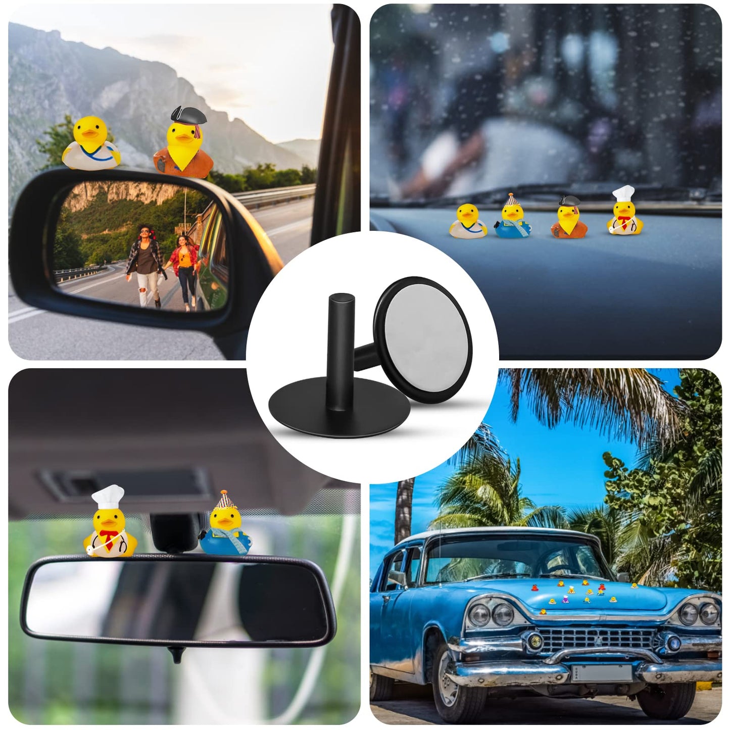 CANIPHA 20Pcs Car Duck Holder Kit – Self-Adhesive Rubber Duck Display Mounts, Black