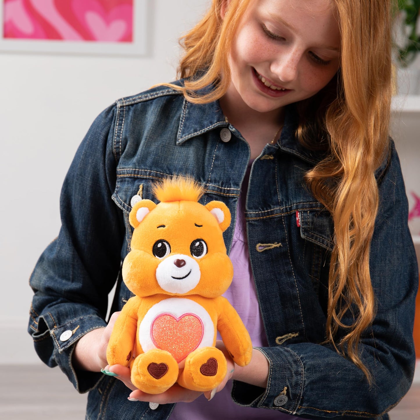 Care Bears 9-Inch Glitter Tenderheart Bear Bean Plush – Soft Huggable Toy