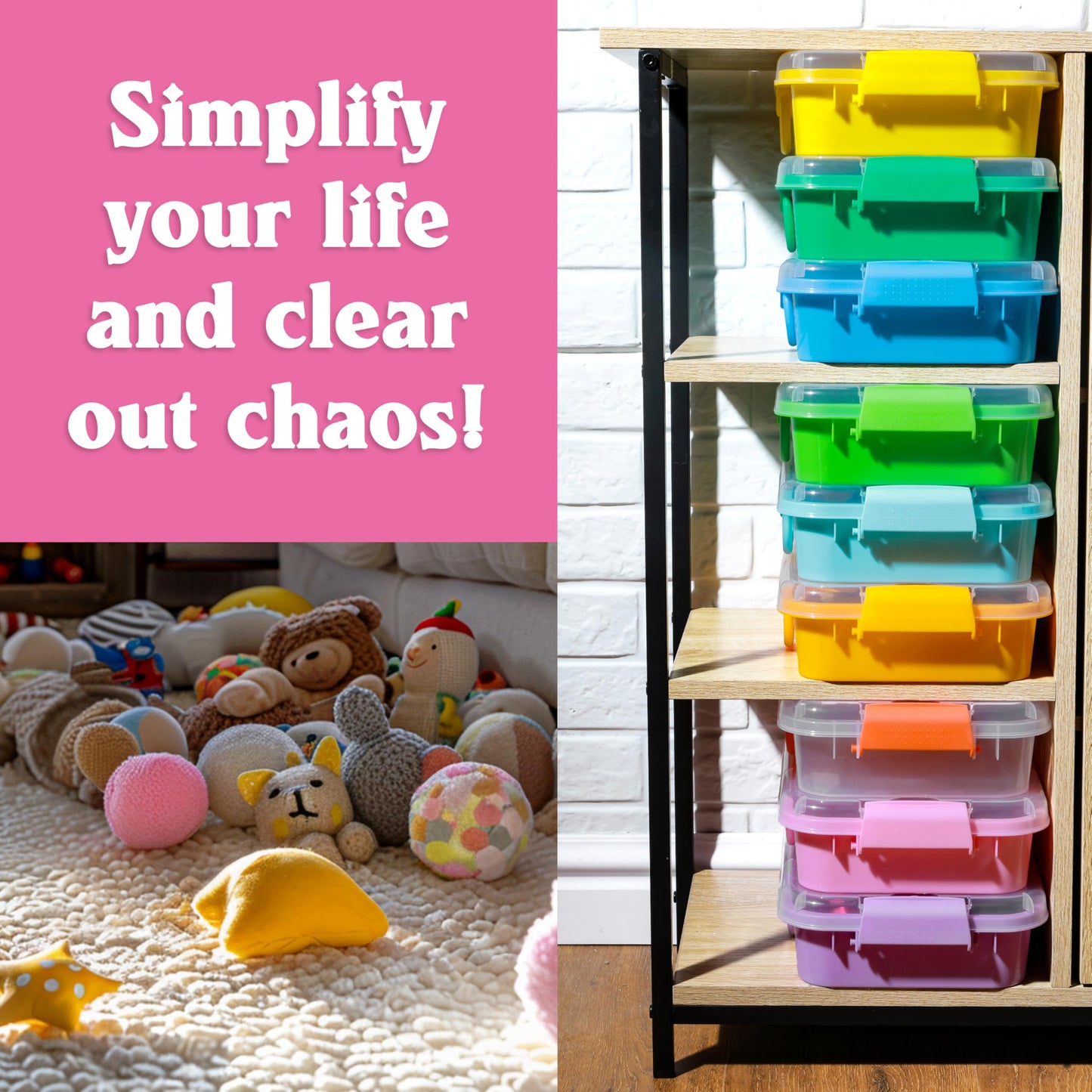 Carolart 3 Pack Empty Sensory Bins — 13.5-Inch Stackable Storage