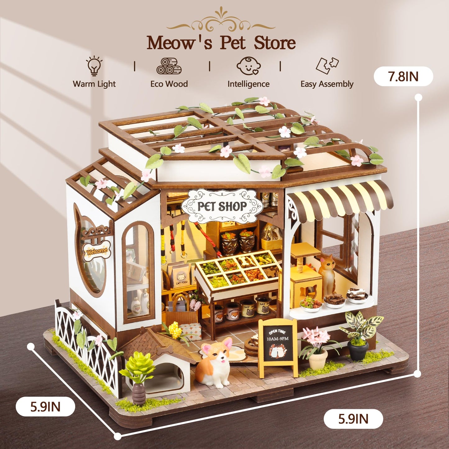 CASRRA DIY Miniature Pet Shop Kit – 3D Wooden Puzzle for Adults