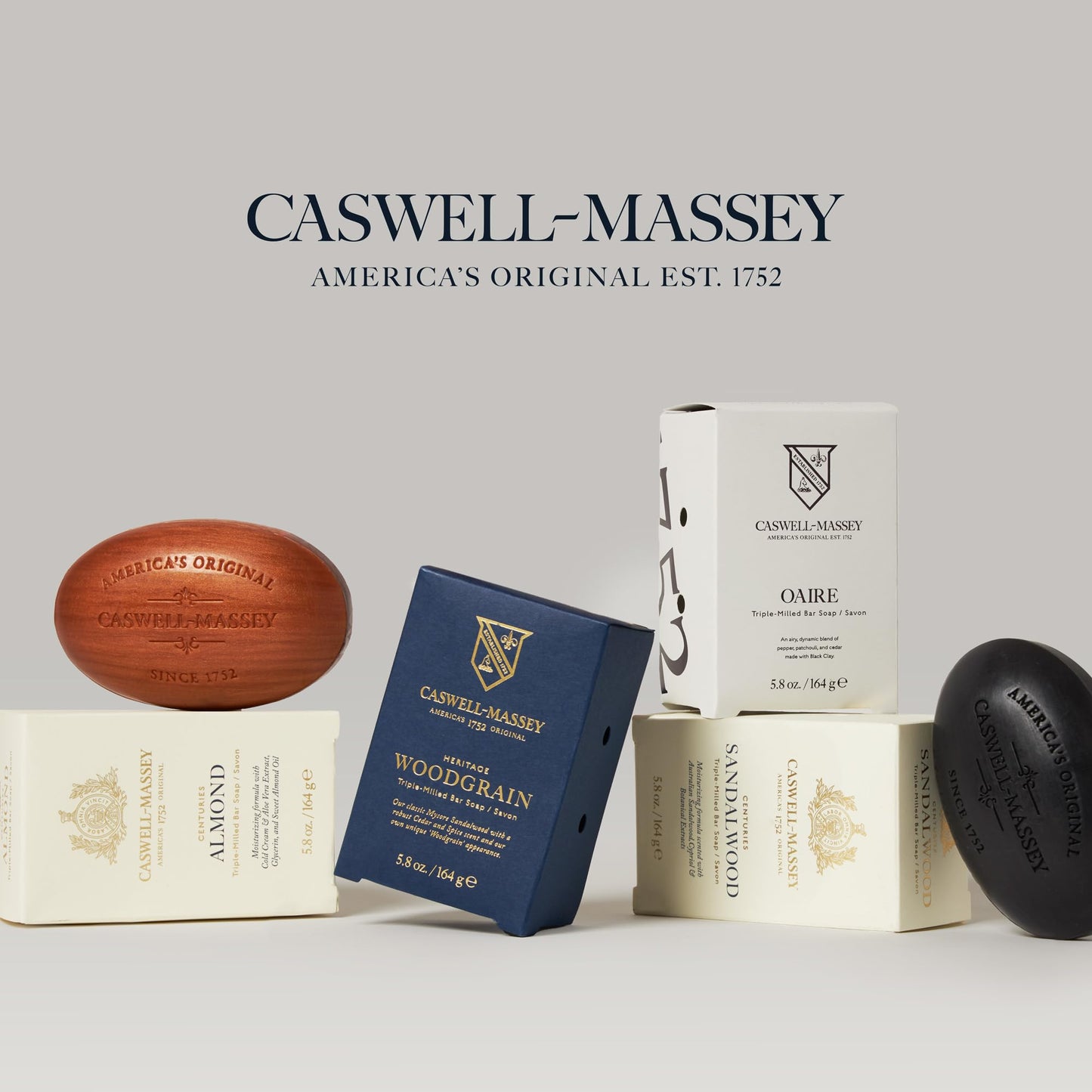 Caswell-Massey Woodgrain Sandalwood Gift Set – 12 Bar Triple-Milled Plant-Based Soap, USA Made