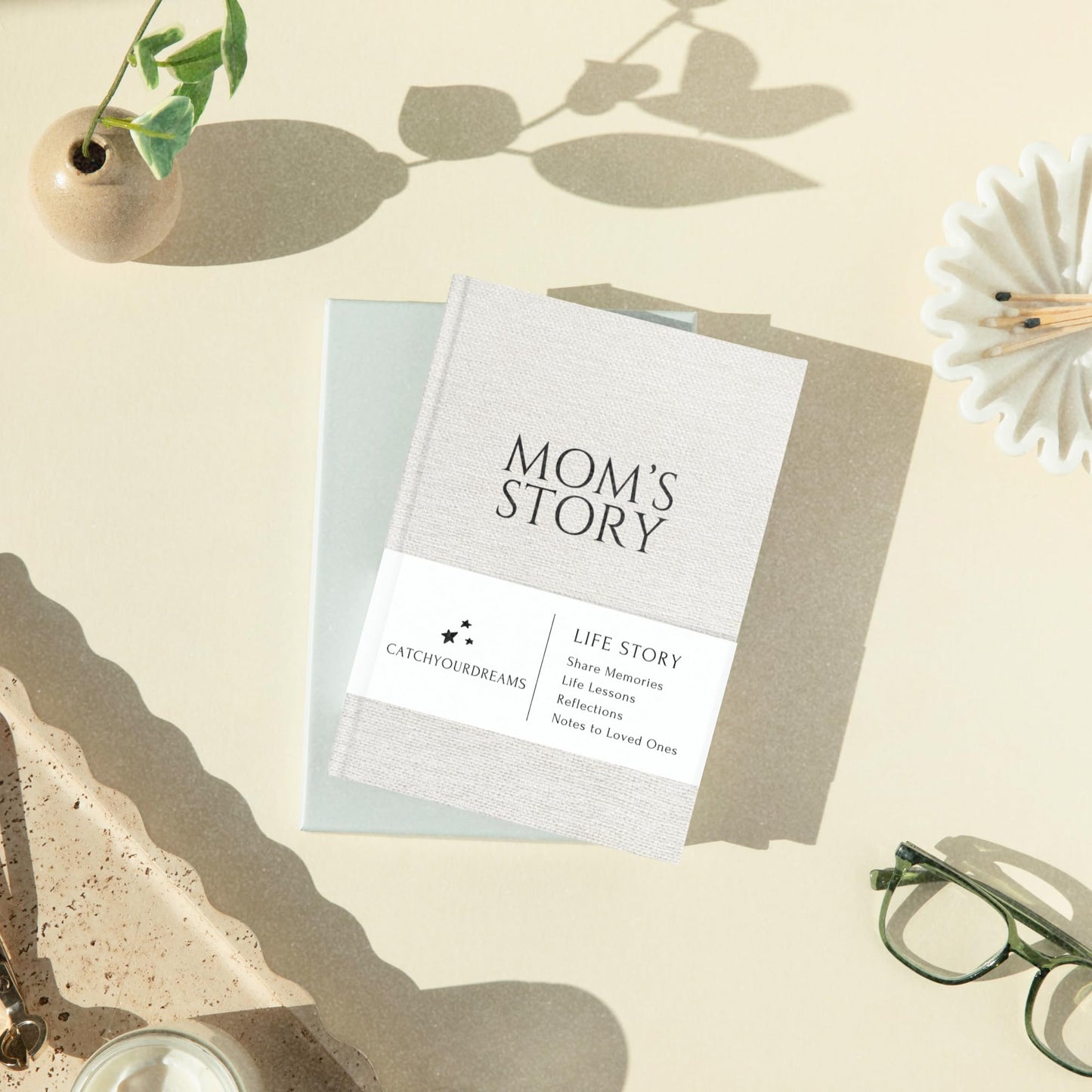 Mom's Story Journal (Linen Hardcover) — 250+ Prompts | CATCHYOURDREAMS