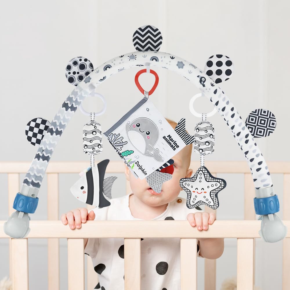 Caterbee Ocean Baby Activity Travel Mobile Arch — High-Contrast Crib Toys & Detachable Book