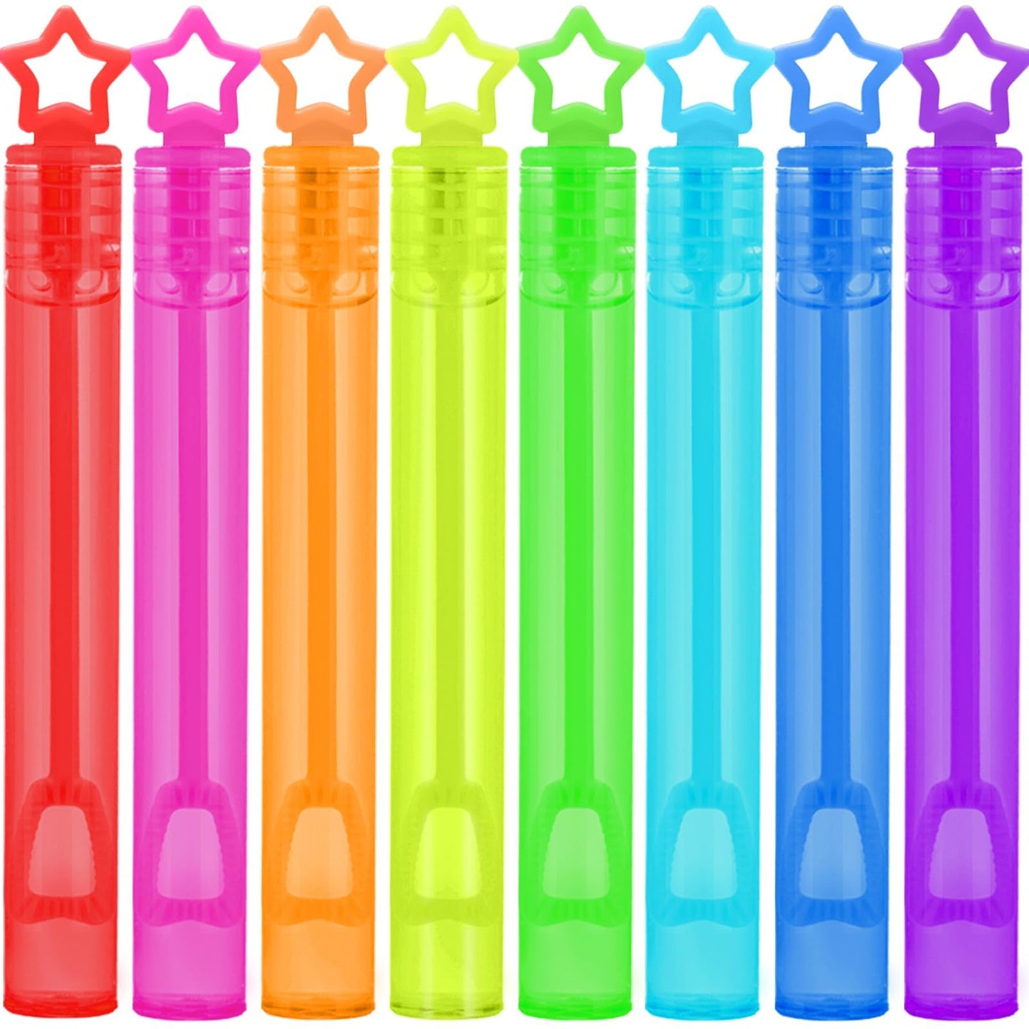 Cawiew 32 Pcs Neon Star Bubble Wands – 8 Colors Gift Box Party Favors for Kids