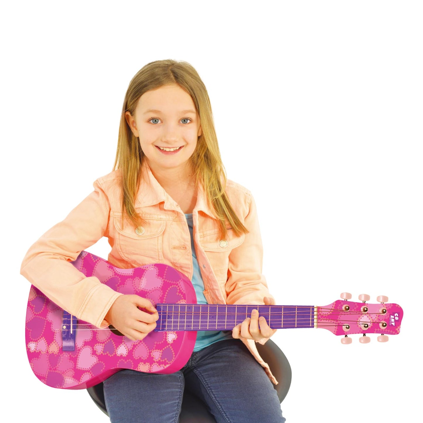 CB SKY 30” Heart Design Acoustic Guitar – Pink for Kids & Beginners