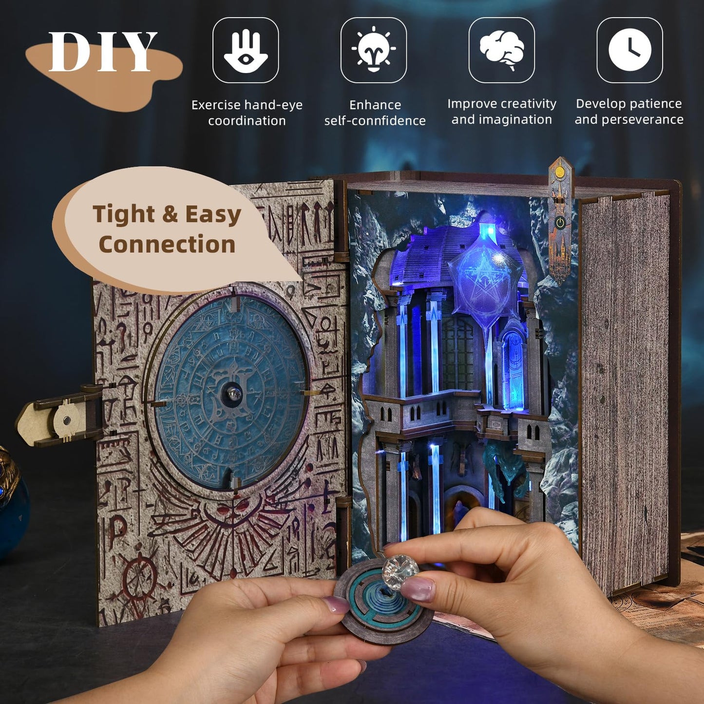 CCCDF Book Nook Kit — Circle of Magic DIY 3D Wooden Bookend with LED Light