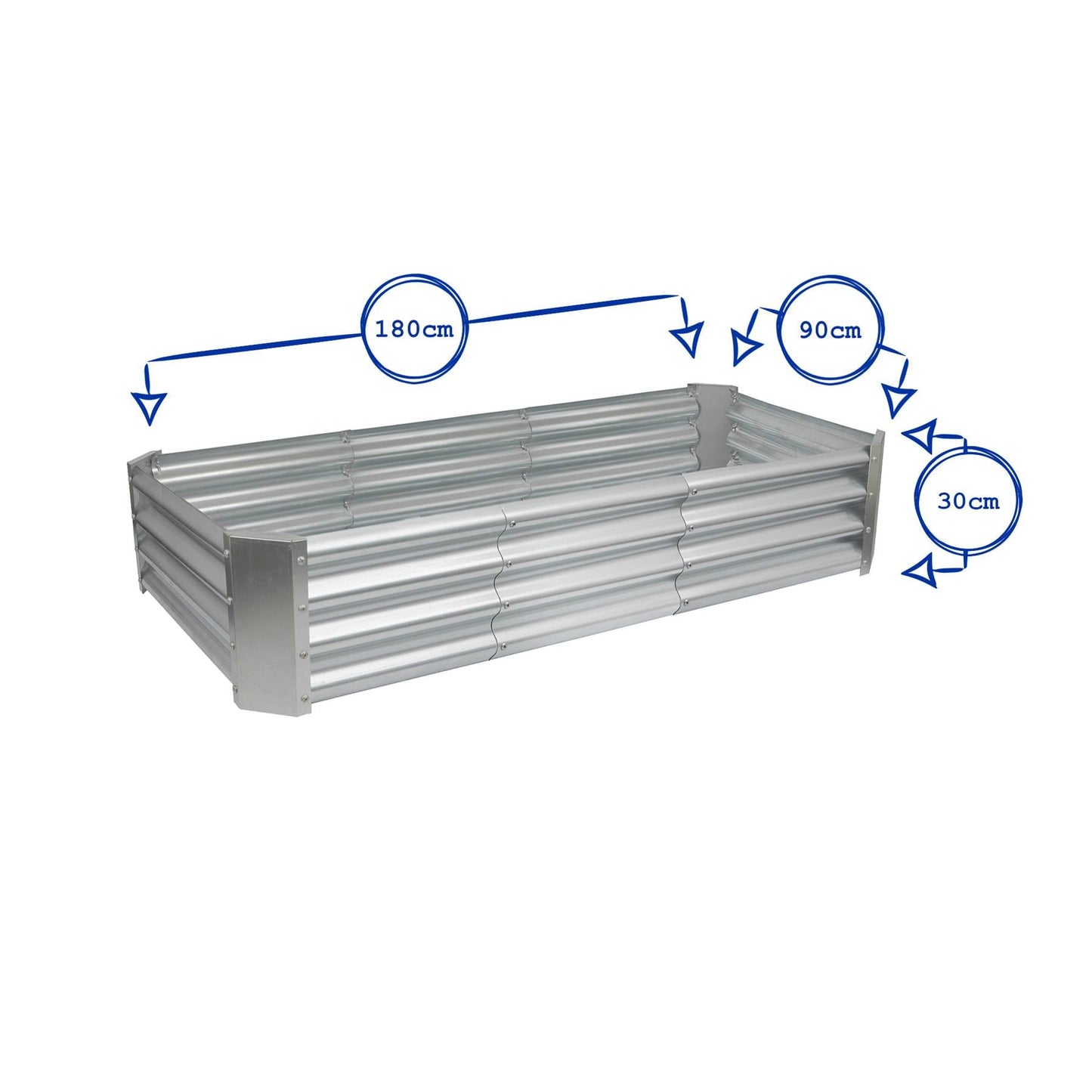 180cm x 90cm Rectangle Galvanised Steel Raised Garden Bed