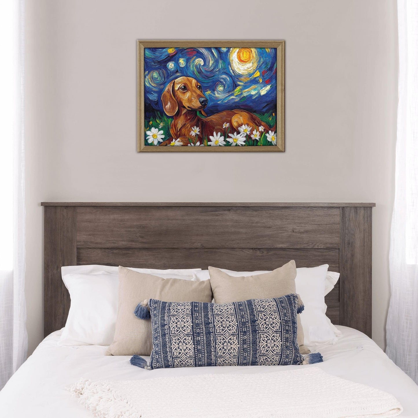 CDSASHCA Puzzle 500 Pieces – Dachshunds Under Bright Stars | Wooden Puzzle for Relaxation
