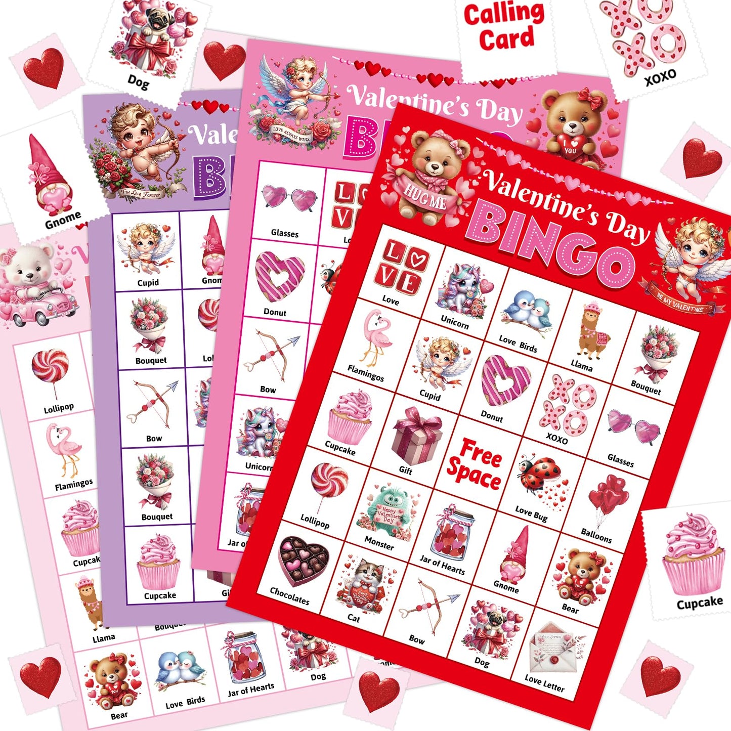 Ceiba Tree Valentines Day Bingo Cards — 24 Players, 7x5 Inch, Classroom & Party Fun
