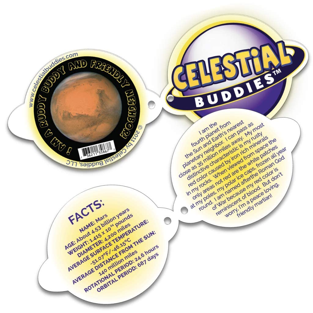 Celestial Buddies Mars Buddy - 9-Inch Plush with Embroidered Features & Mars Facts Tag