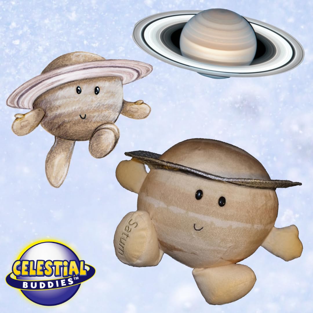 Celestial Buddies Saturn Buddy – 10-Inch Plush with Embroidered Features, STEM Learning Toy