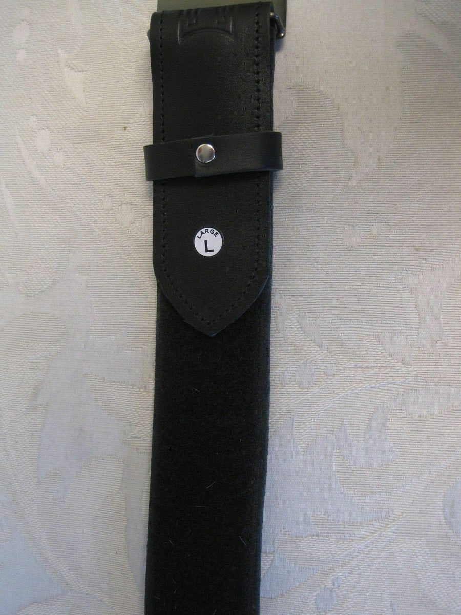 Celtic Embossed Black Leather Belt & Irish Shamrock Buckle Kilt