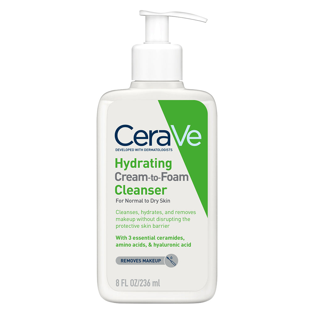 CeraVe Hydrating Cream-to-Foam Cleanser Gentle Hydration & Cleansing for Normal to Dry Skin 8 oz