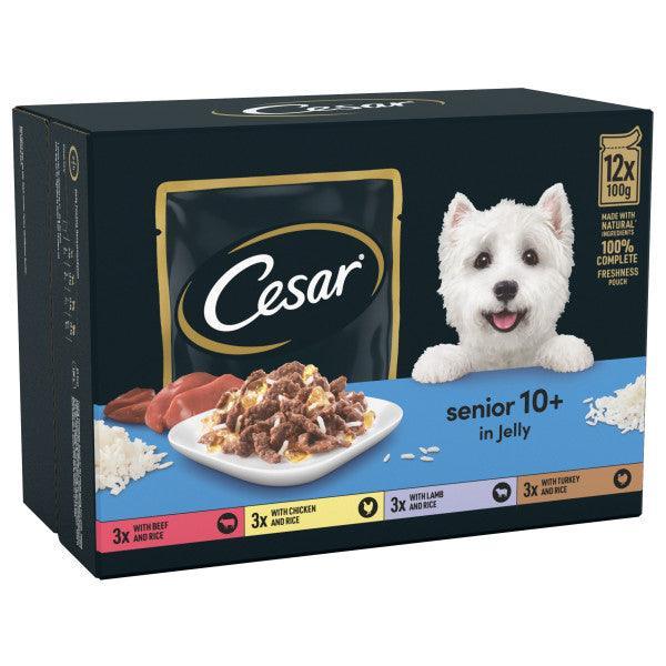 Cesar Deliciously Fresh Senior 10+ Selection in Jelly Pouches 48 x 100g