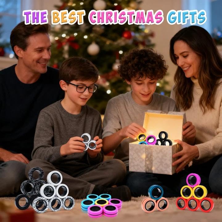 Cevioce 3-Pcs Magnetic Ring Fidget Toy Set – Stress Relief & Focus for Teens & Adults