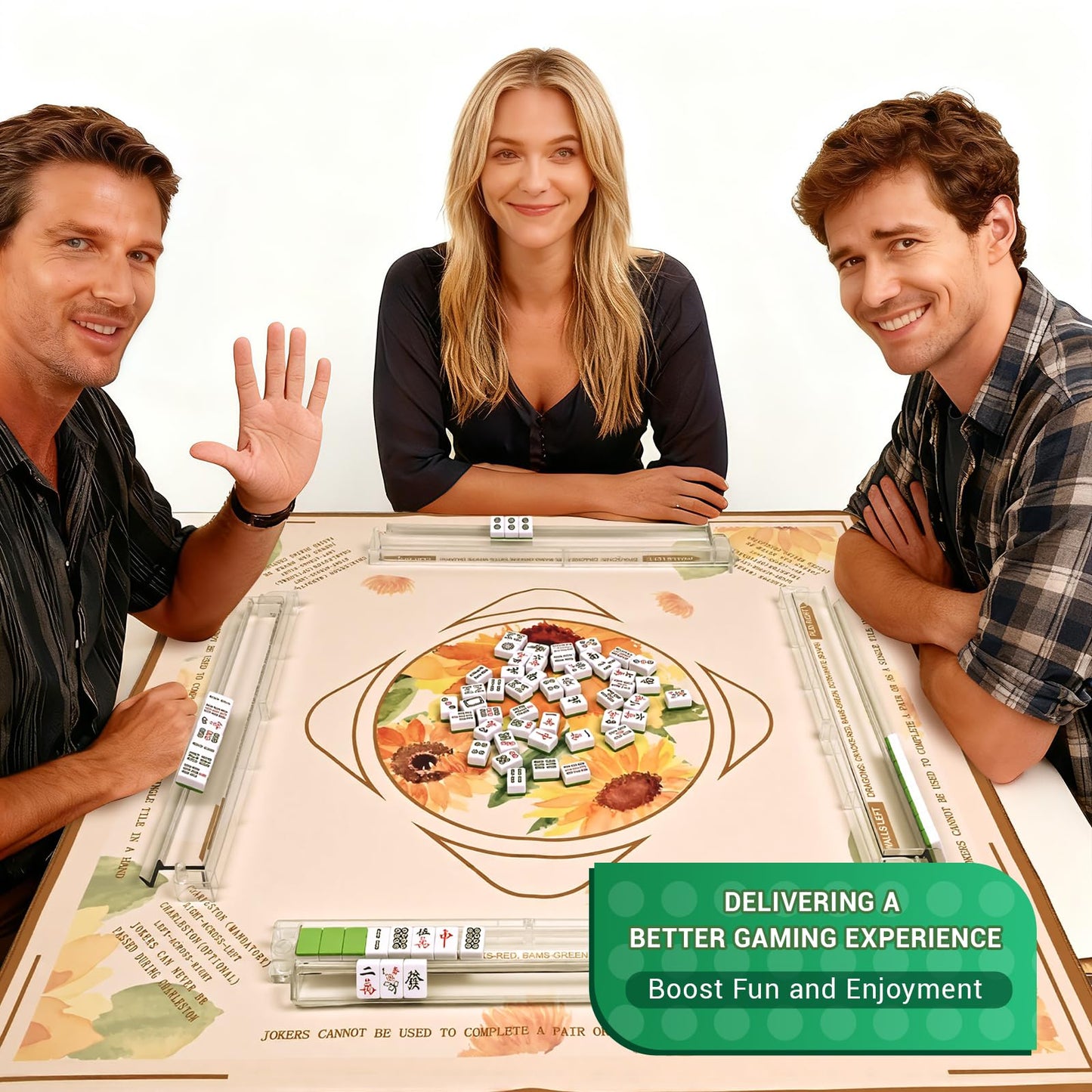 ChamThingzeal Mahjong Racks with Pushers – Set of 4, PC Material, 1.2-Inch Tiles, Includes Dice & Bag