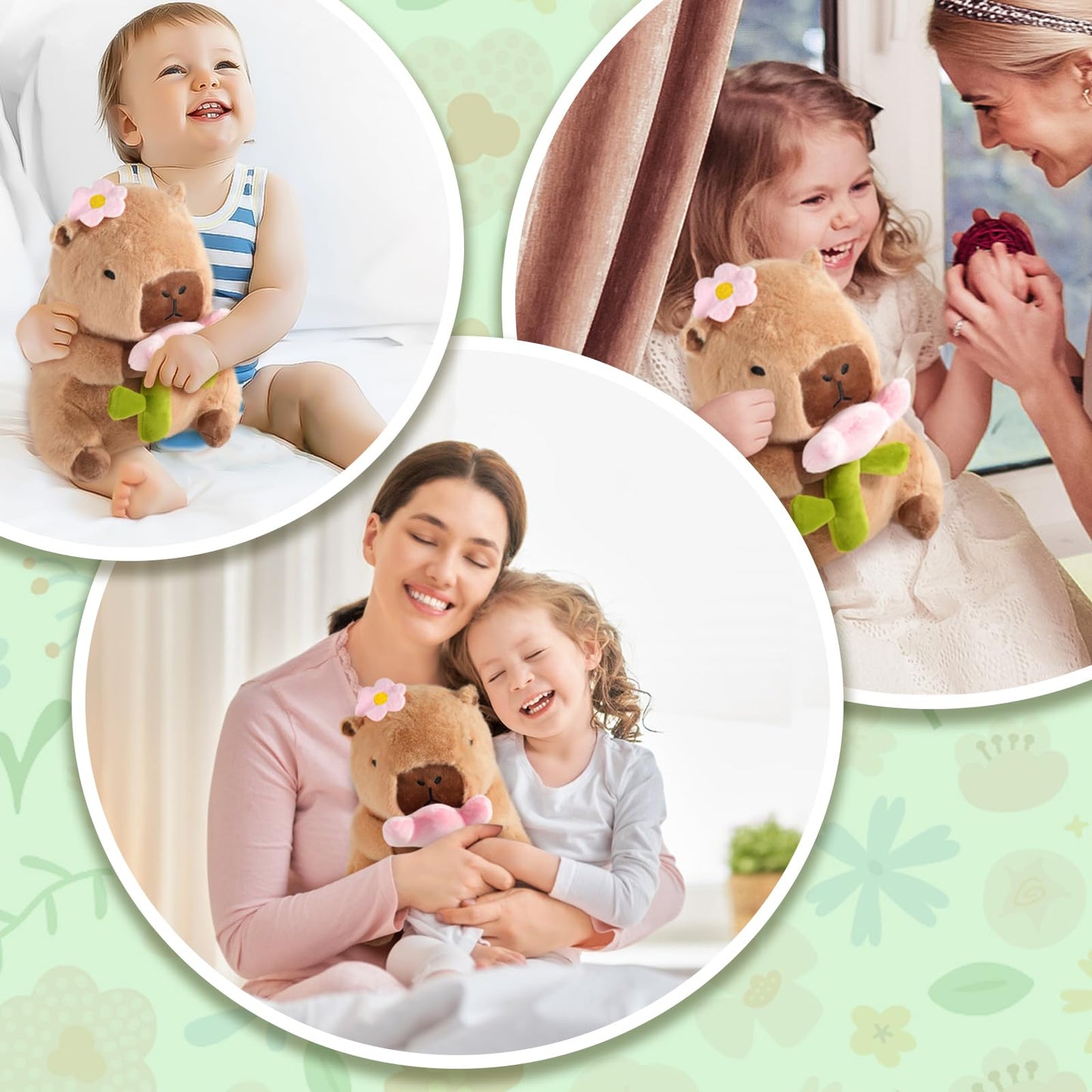 CHDBLOCK Flower Capybara Plush – 11 Inch Cute Capybara Toy with Tulip