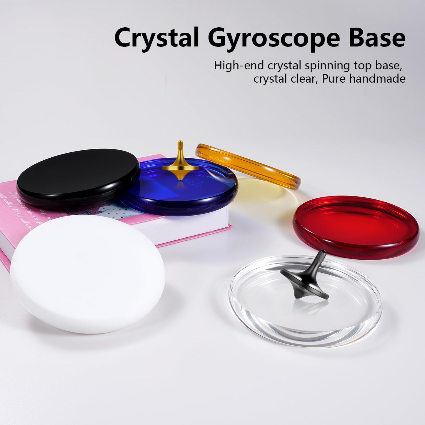CHEETOP Optical Glass Spinning Top Base - Double Concave Crystal, 12cm Diameter, 14mm Thick