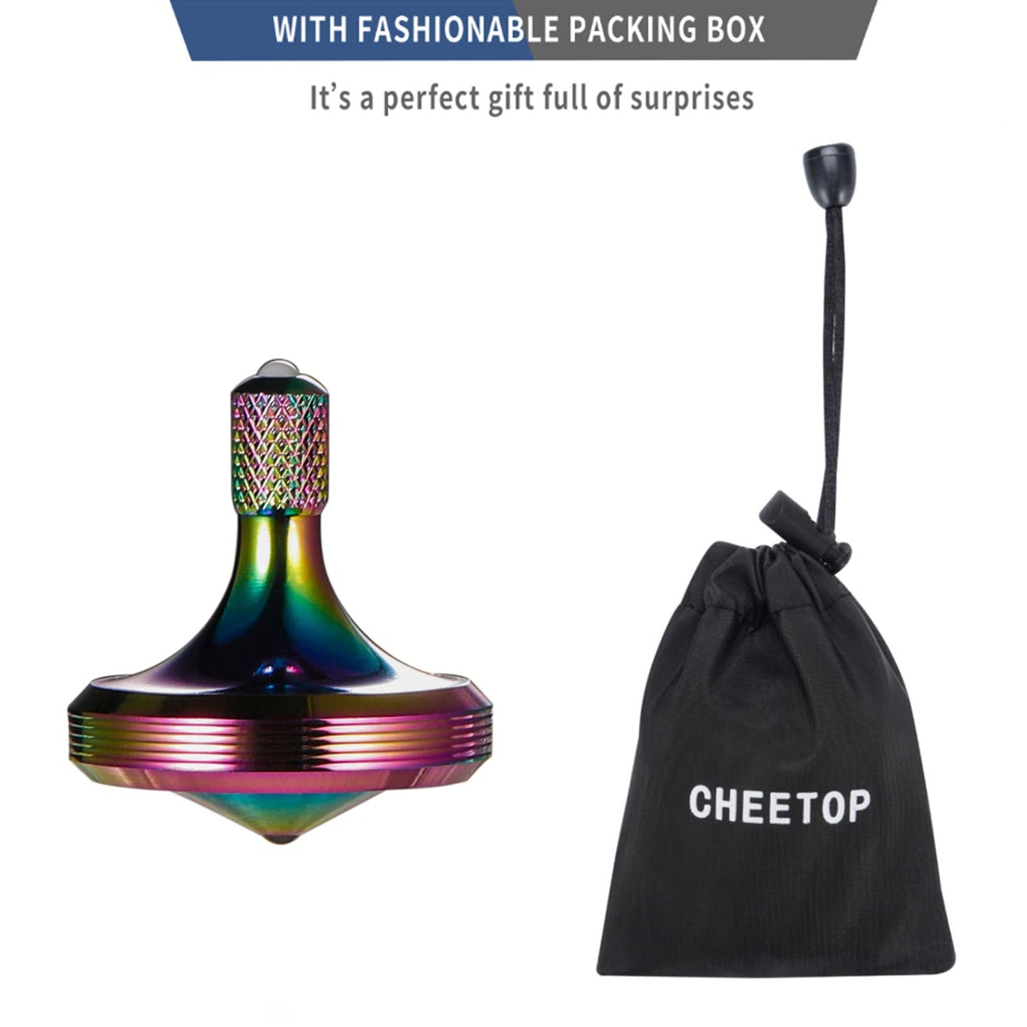 CHEETOP Precision Metal Spinning Top – Stainless Steel, Long-Lasting Spin Over 8 Minutes, Pocket EDC Toy