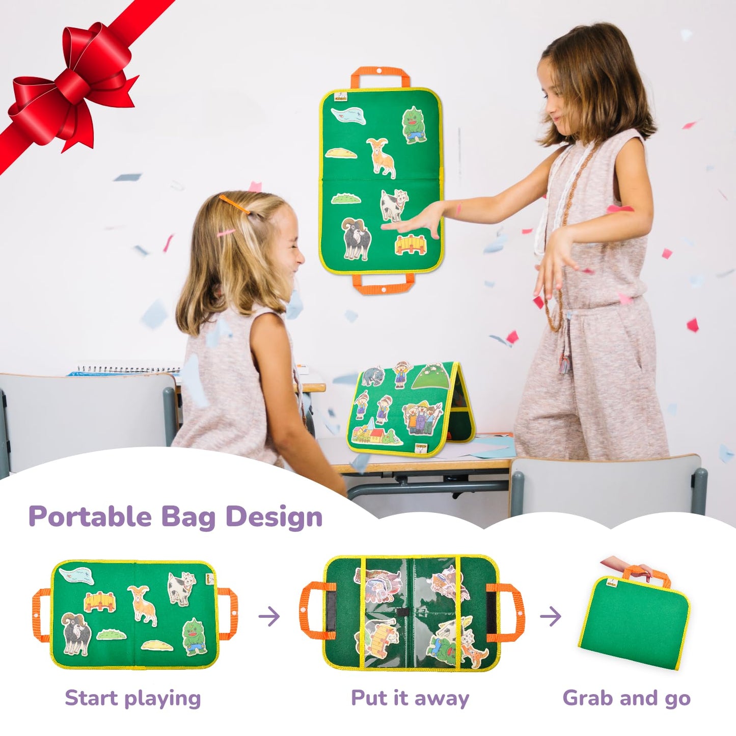 CHEFAN 4 Pack Felt Board Story Set – The Mitten, The Little Red Riding Hood, The Gingerbread Man, The Ugly Duckling