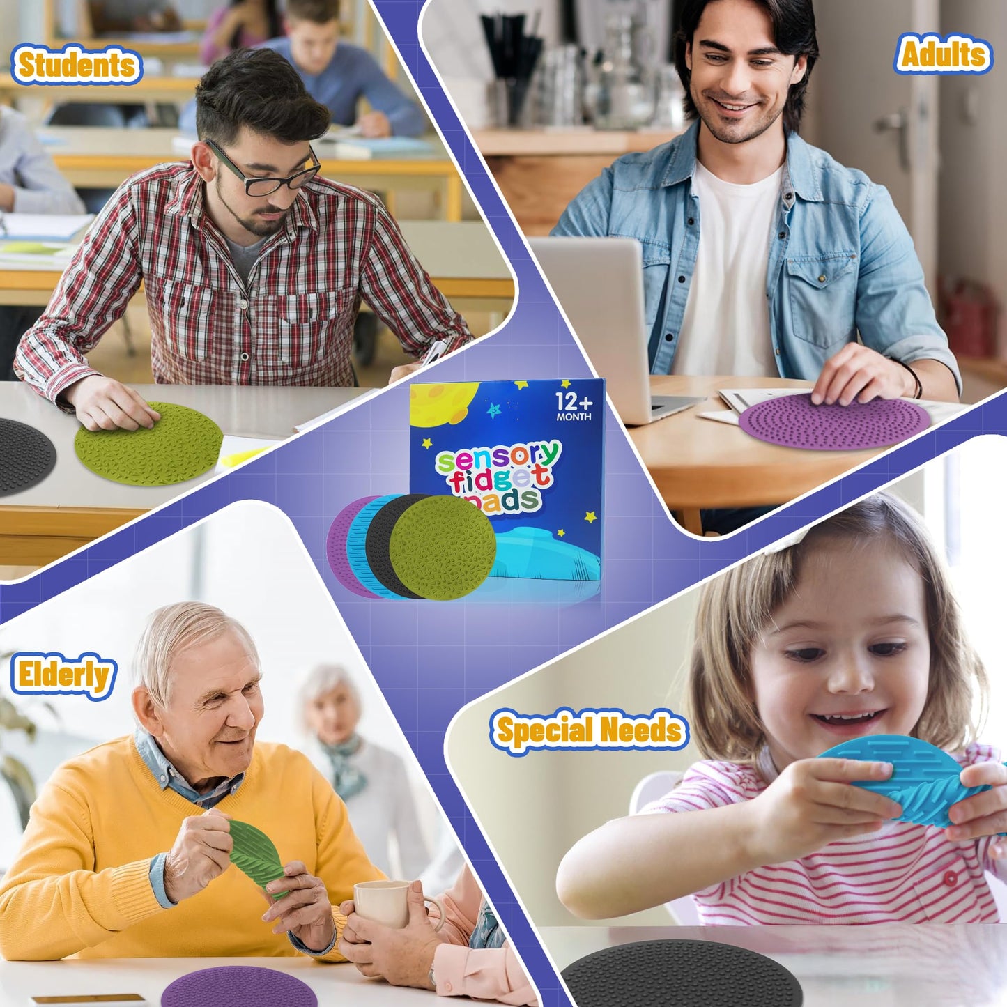 CHESLICR 4PC Sensory Wall Fidget Toys – Calming Silicone Mats for Toddlers & Classrooms