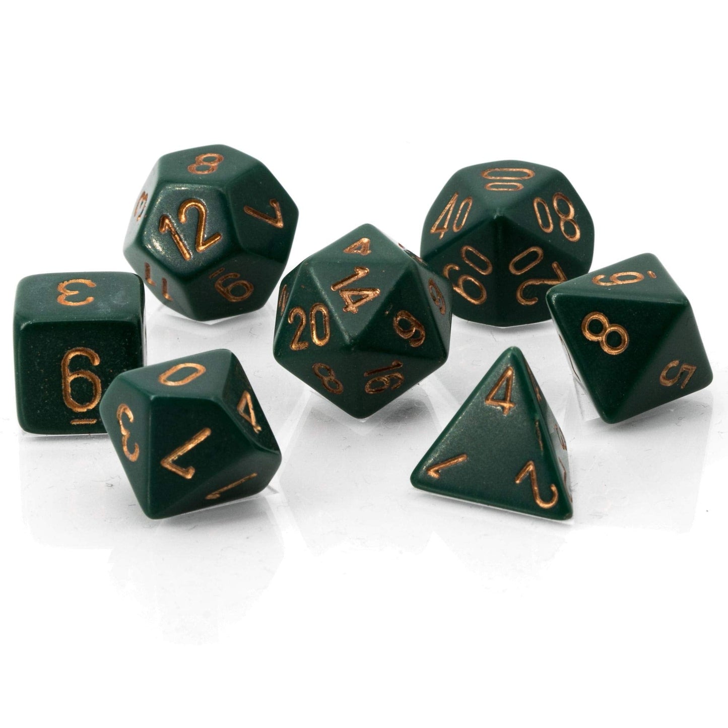 Chessex CHX25415 Dice-Opaque Dusty Green/Copper Set | Premium Game Dice