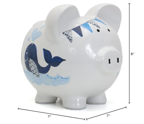Child to Cherish Ceramic Piggy Bank for Boys – Blue Double Whale