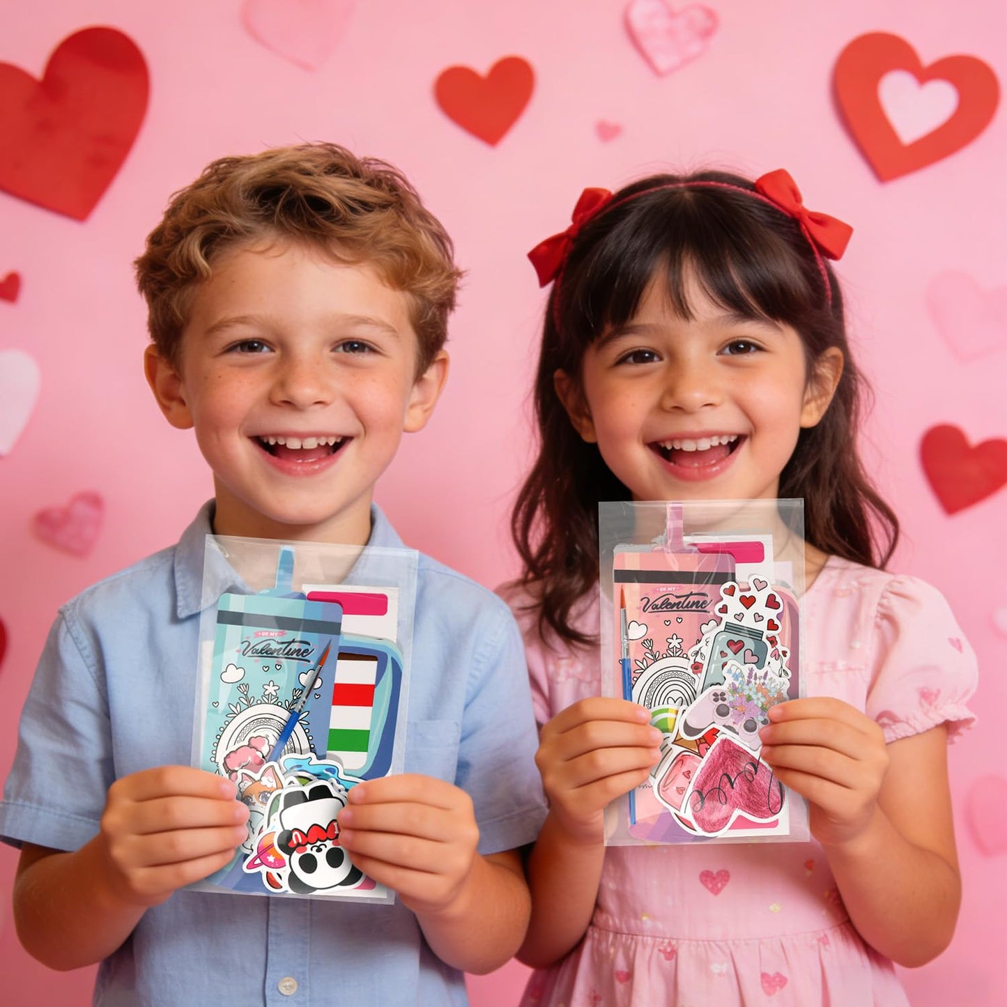 Childeuphoria Valentines Day Gifts: Watercolor Paint Set & 24 Cards for Kids