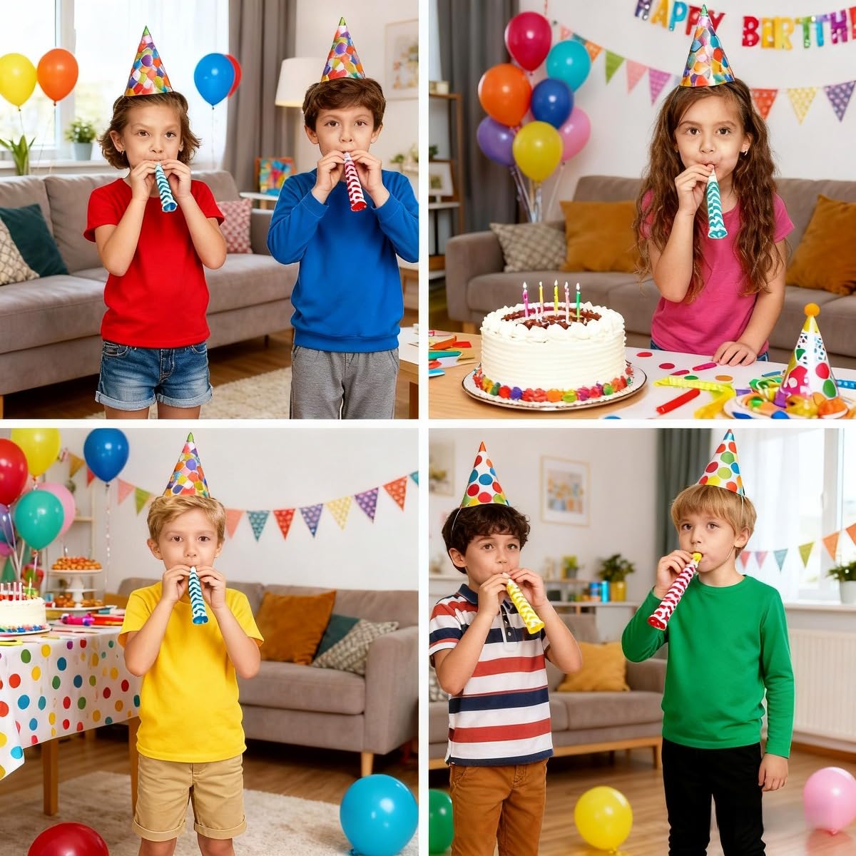 Chinshwehaw 30-Pack Colorful Party Blowouts – Automatic Roll-Out Squawker Horns