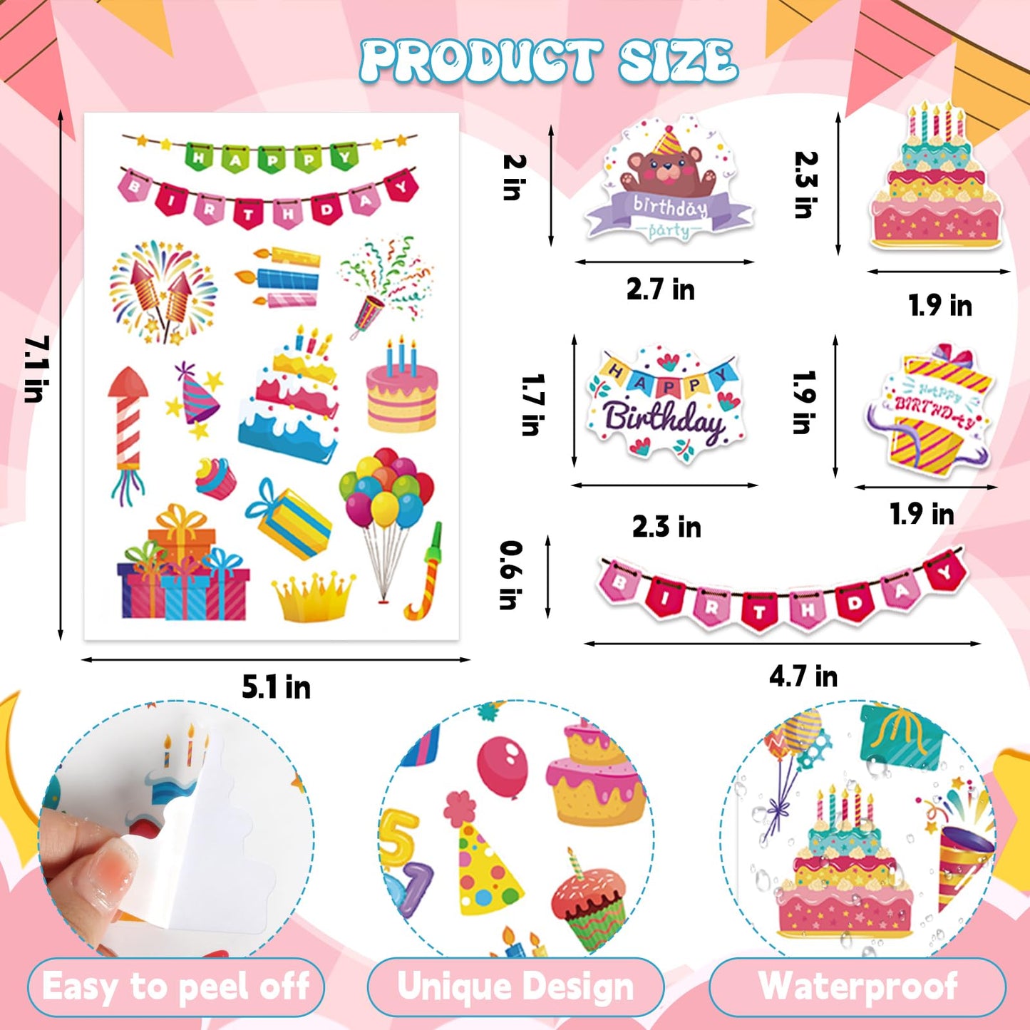 Chinyuti 315Pcs Happy Birthday Stickers – Colorful Party & Scrapbook Decor