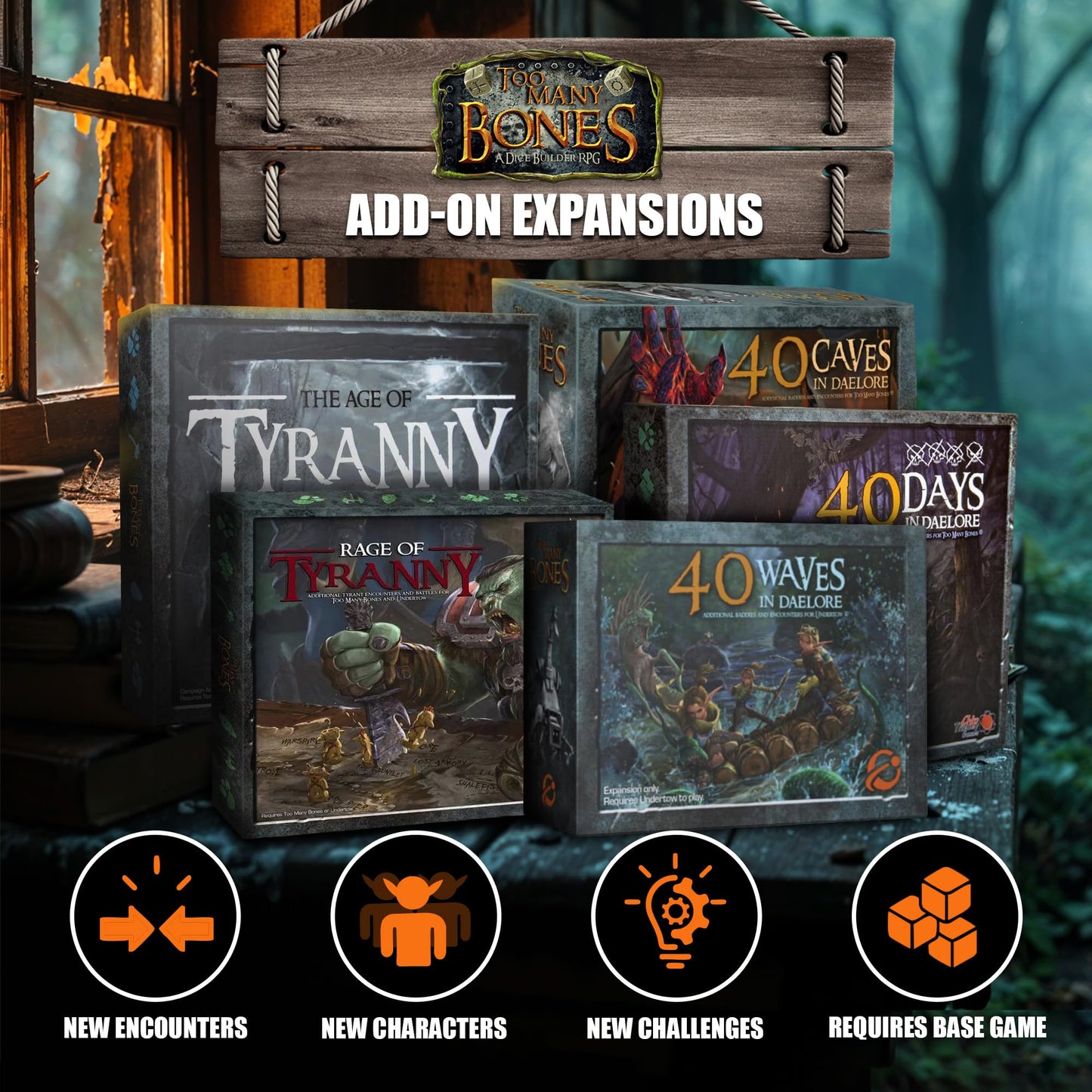 Chip Theory Games Too Many Bones Dice Builder – Solo & Co-op Tactical RPG for 1–4 Players