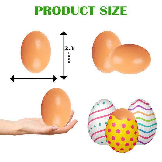 Chochkees Wooden Fake Eggs – 6-Pack Life-Size Brown Easter Eggs for Crafts