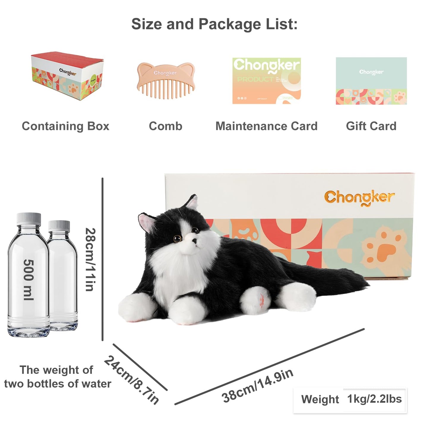 Chongker Interactive Companion Robot Cat — Handcrafted Weighted Plush with Realistic Heartbeat