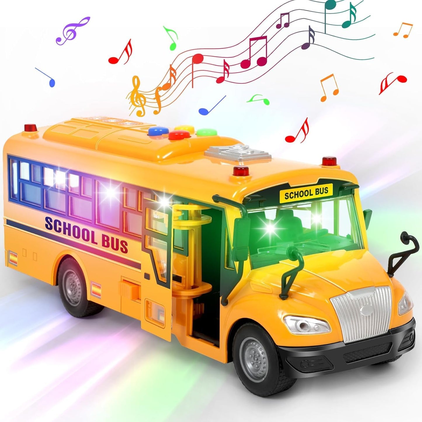 Choopheme Yellow School Bus Toy with Lights, Sounds & Friction Wheels