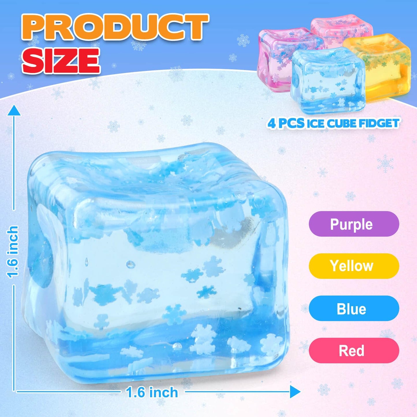 Chridark Ice Cube Fidget Toy Set — 4 Pcs Sensory Stress Cubes for All Ages