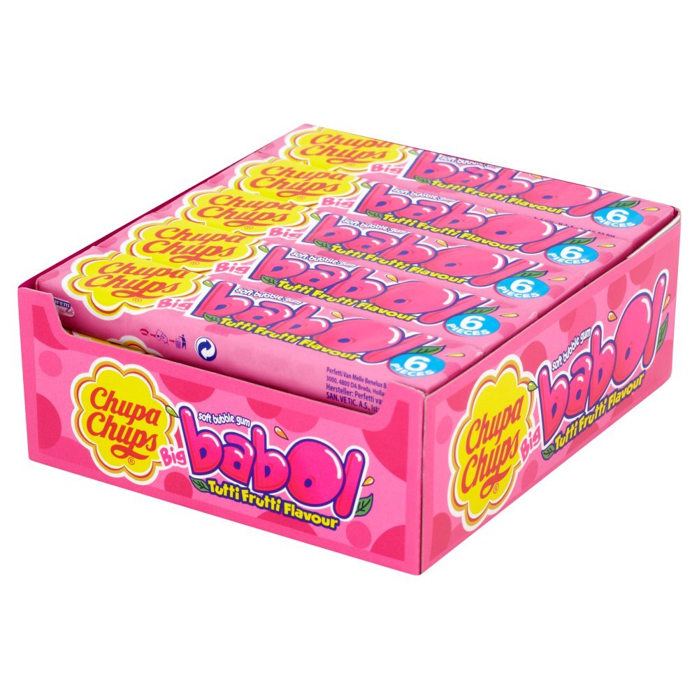 Chupa Chups Big Babol Tutti Frutti Flavour Soft Bubble Gum 6 Pieces 27.6g (Case of 20)