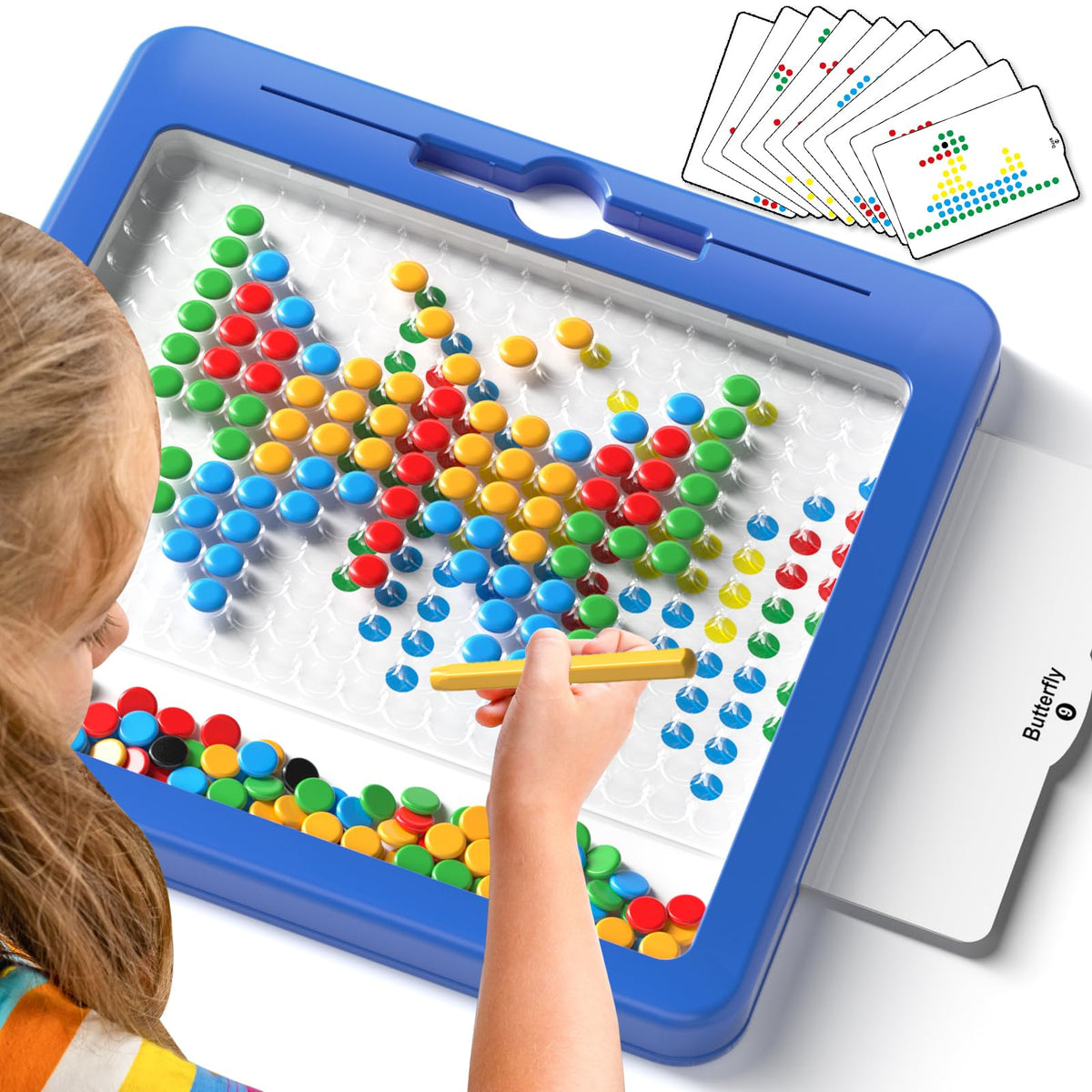 Ci Vetch Large Magnetic Dots Board for Toddlers – 12x12 Inch Magnetic Drawing Board with Pattern Cards