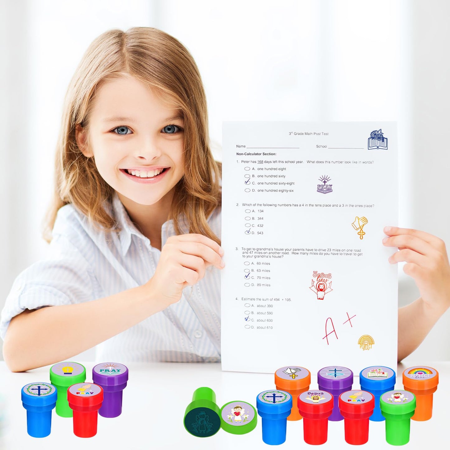 Cinrobiye 24 PCS Christian Stampers – Bible-Themed Party & Classroom Favors