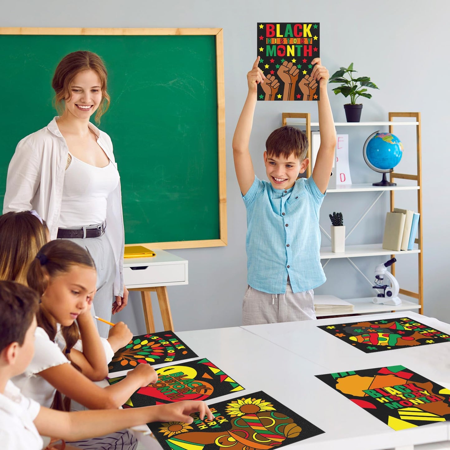 Cinrobiye Velvet Coloring Posters 48-Pack for Black History Month | 8x10 in