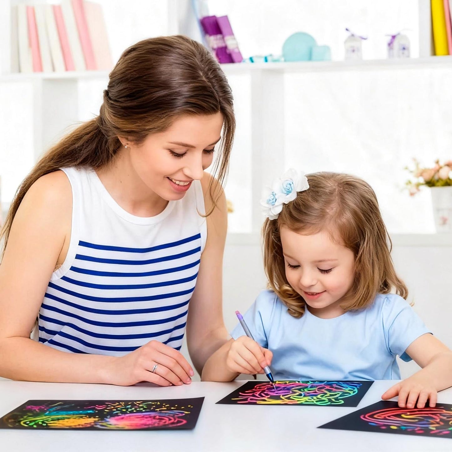 Cityrosy Scratch Art Paper Rainbow Sets – 100 Pcs for Kids Crafts, Classrooms & Parties