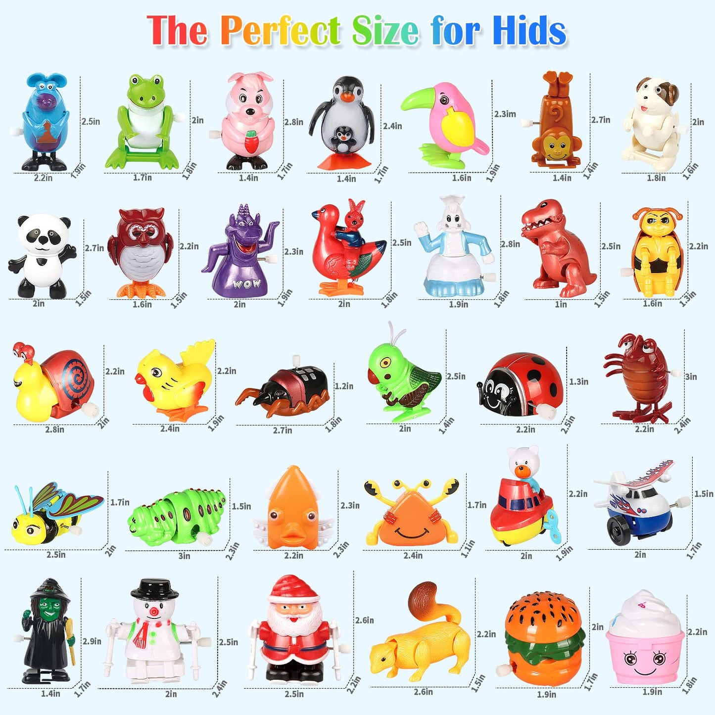 CIUGEO 32-Piece Wind-Up Toys Bundle for Kids – Walking, Jumping & Swimming Clockwork Figures