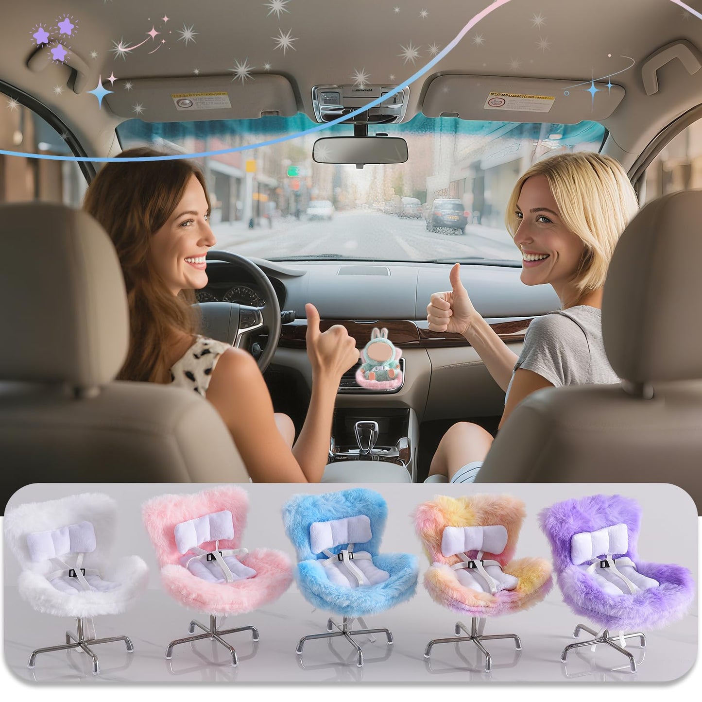 Ciunura Doll Car Seat for Bubudoll – 17cm Display Seat with Vent Clip (Pink)